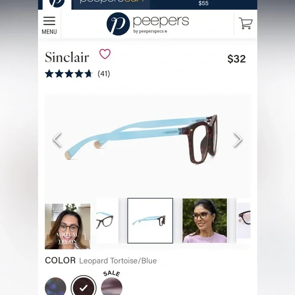 Peepers Sinclair Blue Light Tortoise and Blue Color reading glasses 1.5 strength - Picture 9 of 14